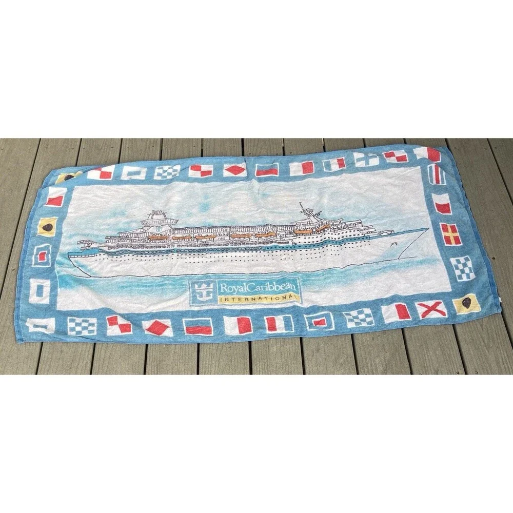 Royal Caribbean Cruise Ship Int’l Beach Towel Nautical Flags 60” Vintage 1990’s
